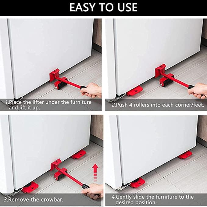 Furniture Movers Slider | 4 Pcs Furniture Lifter Mover Tool Set | 360° Rotational Pads | Heavy Duty Furniture Lifter and Mover | Lifting Tool for 150 KG
